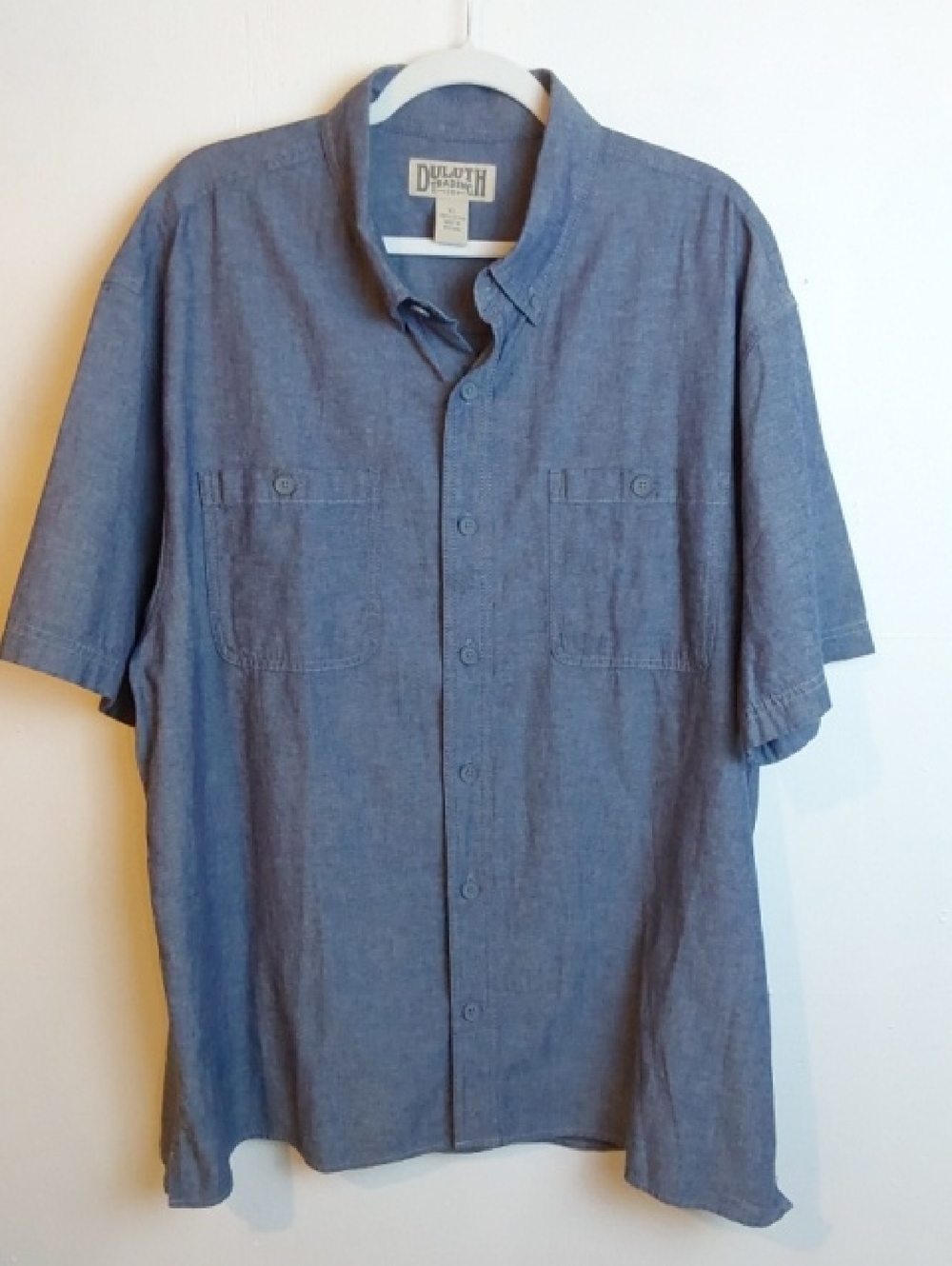Duluth Trading Co |Blue Short-Sleeve Button-Down Chambray Shirt Mens Sz.XL